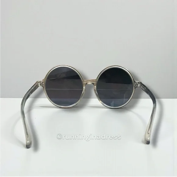 NWT Linda Farrow Lux Oversized RoundSunglasses In White Gold 